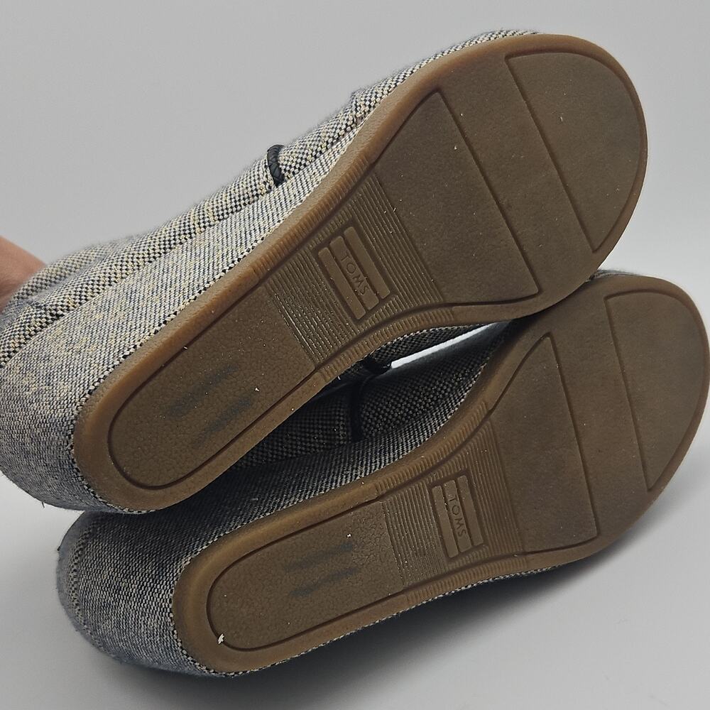 TOMS Desert Wedge Canvas Ankle Booties Gray Navy Metallic Tweed Women's Size 8 - Picture 5 of 8